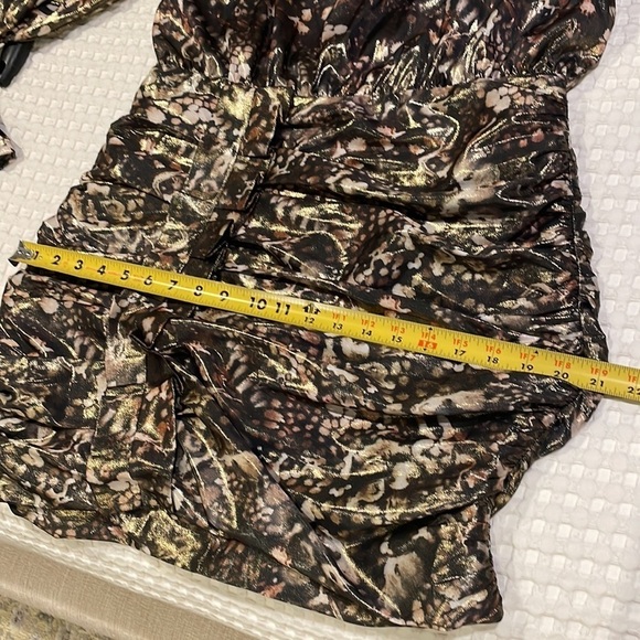 All Saints Lilliana Kettu Gold and Black Ruched Dress - Picture 13 of 16